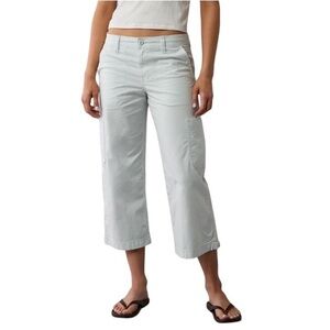 AE Cotton Blend Stretch Light Blue Low-Rise Straight Crop Pant 8 / 29R